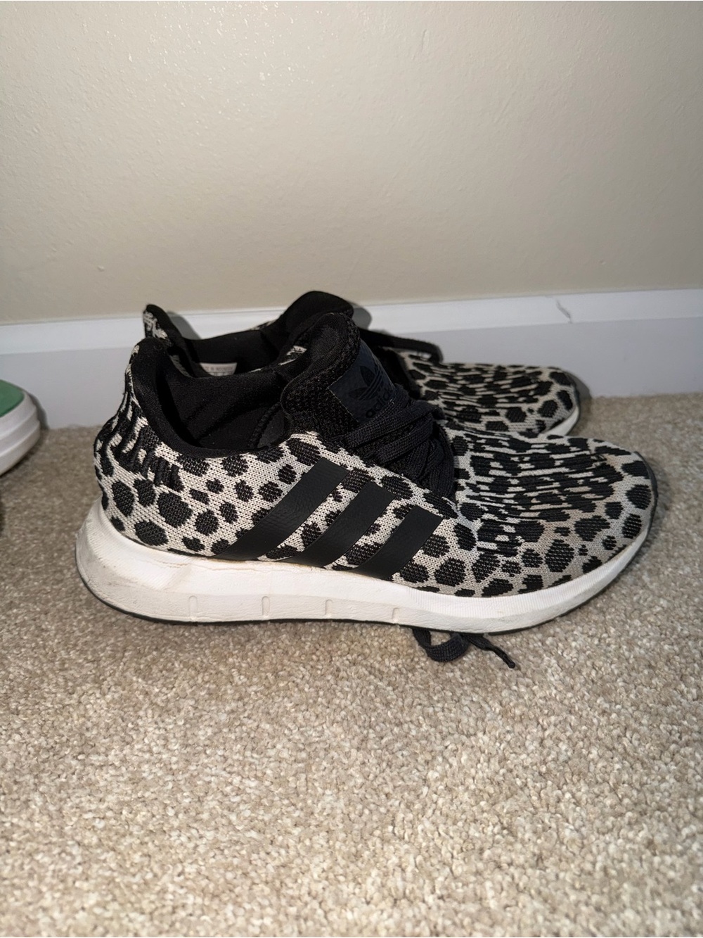 Women’s Leopard Print Adidas Sneakers - Black & White